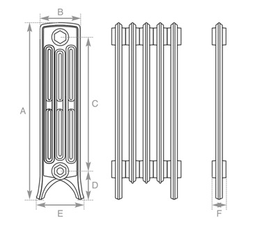 Rathmell 4 Cast Iron Radiator 665mm Spec